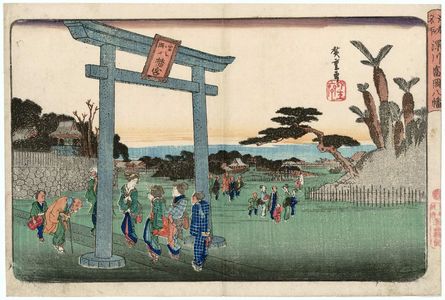 歌川広重: Tomigaoka Hachiman Shrine at Fukagawa (Fukagawa Tomigaoka Hachiman), from the series Famous Places in Edo (Kôto meisho) - ボストン美術館