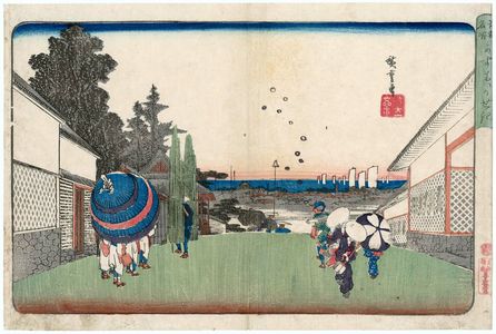 歌川広重: Kasumigaseki (with bubbles), from the series Famous Places in Edo (Kôto meisho) - ボストン美術館