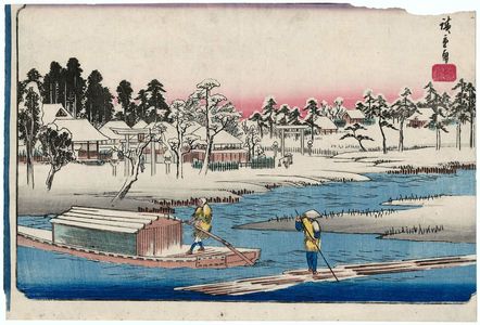 歌川広重: Clear Weather after Snow at Massaki (Massaki yukibare no zu), from the series Famous Places in the Eastern Capital (Tôto meisho) - ボストン美術館