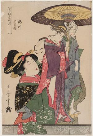 喜多川歌麿: Umegawa and Chûbei, from the series Manipulations of Love With Musical Accompaniment (Ongyoku koi no ayatsuri) - ボストン美術館