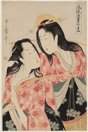 Kitagawa Utamaro: Salt Maidens, from the series Elegant Five-Needled Pine (Fûryû goyô no matsu) - Museum of Fine Arts