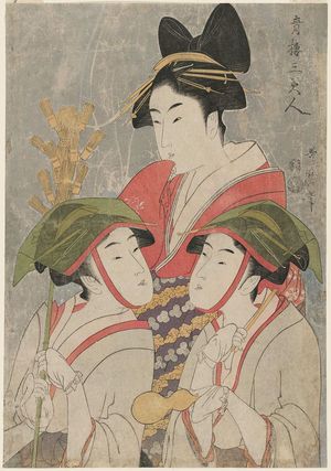 喜多川歌麿: Three Beauties of the Yoshiwara (Seirô san bijin) - ボストン美術館