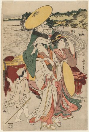 Kitagawa Utamaro: Travellers on the Beach at Enoshima - Museum of Fine Arts