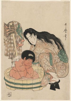 Kitagawa Utamaro: Yamauba Bathing Kintarô - Museum of Fine Arts