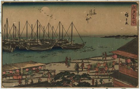 Utagawa Hiroshige: Moonlit Evening at Takanawa (Takanawa tsuki no yûbe), from the series Famous Places in Edo (Edo meisho) - Museum of Fine Arts