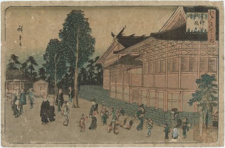 Utagawa Hiroshige: Inside the Shiba Shinmei Shrine (Shiba Shinmei shanai no zu), from the series Famous Places in Edo (Edo meisho no uchi) - Museum of Fine Arts