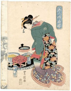 Utagawa Toyoshige: Bijin tokiyo (?) sugata - Museum of Fine Arts