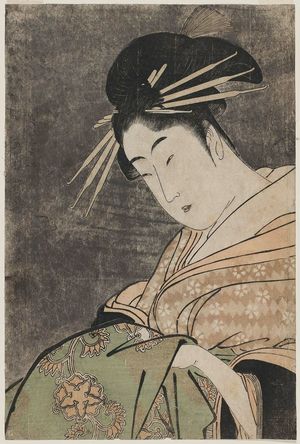 Kitagawa Utamaro: Hanaôgi of the Gomeirô (Gomeirô Hanaôgi), from the series Comparing the Charms of Beauties (Bijin kiryô kurabe) - Museum of Fine Arts