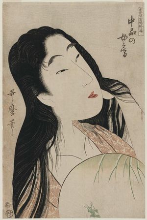 喜多川歌麿: A Wife of the Middle Rank (Chûbon no nyôbô), from the series A Guide to Women's Contemporary Styles (Tôsei onna fûzoku tsû) - ボストン美術館