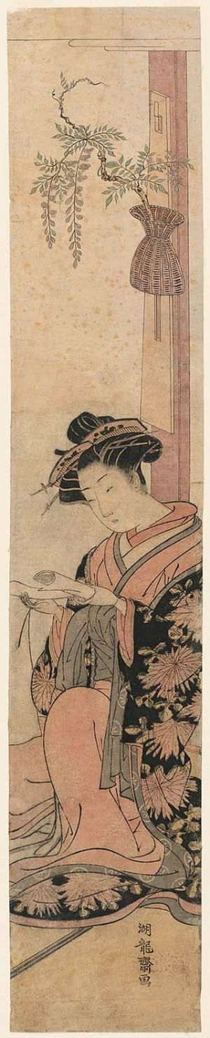 磯田湖龍齋: Somenosuke of the Matsubaya, kamuro Wakaki and Wakaba - ボストン美術館