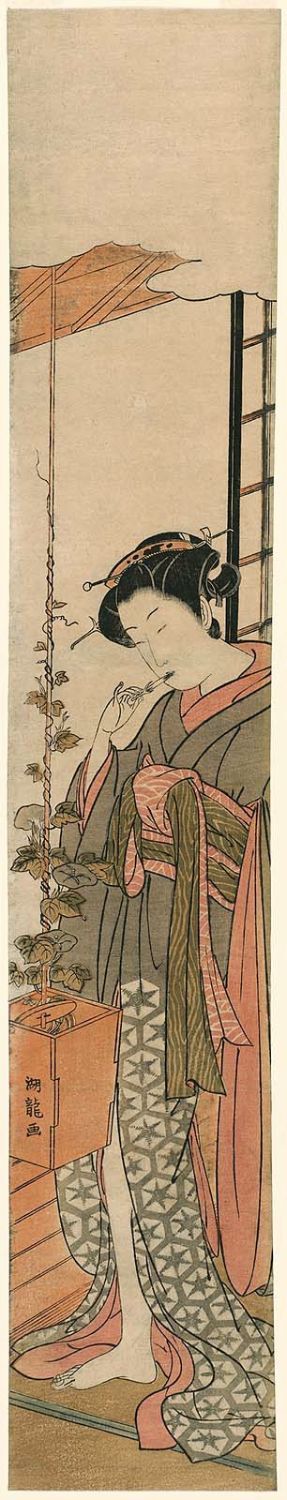 Isoda Koryusai: Young Woman Admiring Morning Glories - Museum of Fine Arts