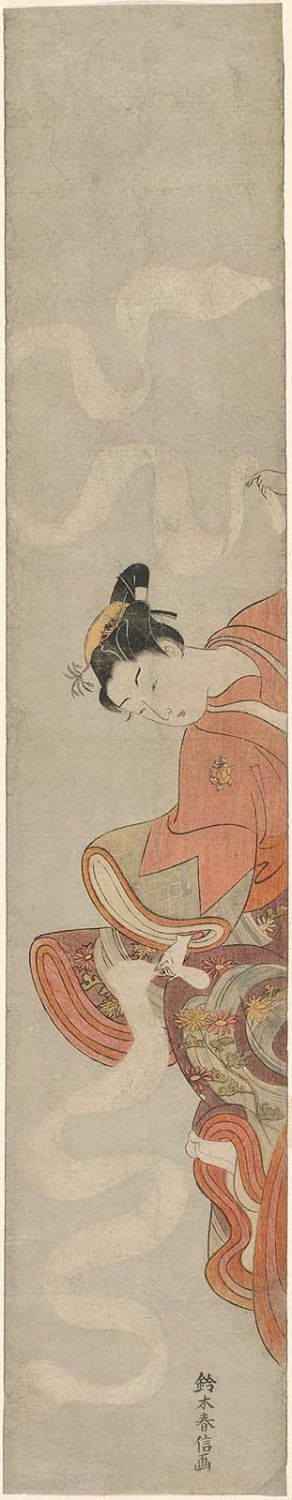 Suzuki Harunobu: Dancer Performing the Cloth-bleaching Dance (Nunosarashi odori) - Museum of Fine Arts