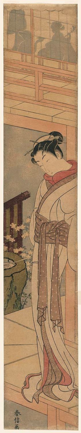 Suzuki Harunobu: Woman Standing on a Veranda - Museum of Fine Arts