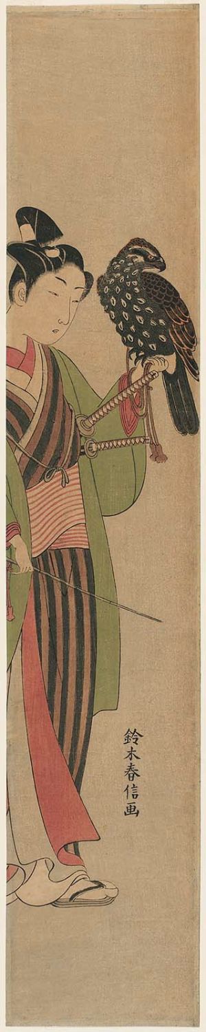 Suzuki Harunobu: Young Man Holding a Falcon on his Wrist - Museum of Fine Arts