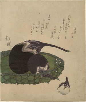 Totoya Hokkei: Basket of eggplants from an untitled series of Three Lucky Dreams - Museum of Fine Arts