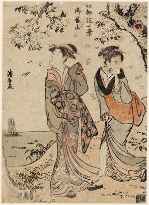 Torii Kiyonaga: Goten-yama, from the series Ten Views of the Flowers of Edo (Edo hana jikkei) - Museum of Fine Arts