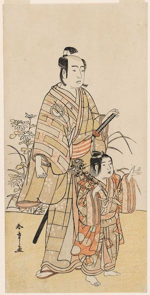 Katsukawa Shunsho: Actor Sawamura Sôjûrô and a Young Actor as the Spirit of the Chrythanthemum ? as Yasana - Museum of Fine Arts