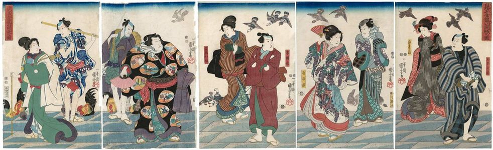 歌川国芳: An Imaginary Scene of the Display of a Secret Image at Kinryûzan Temple (Mitate Kinryûzan kaichô no zu) - ボストン美術館