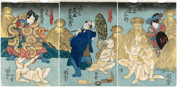 Utagawa Kuniyoshi: Actors Onoe Eizaburô (R), Onoe Tamizô (C), Onoe Tamizô (C) - Museum of Fine Arts