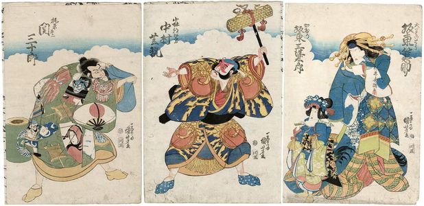 Utagawa Kuniyoshi: Actors, from right, Bandô Minosuke, Bandô Mitsugorô, Nakamura Shikan, Seki Sanjûrô - Museum of Fine Arts