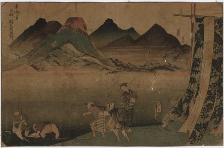 Utagawa Kuniyoshi: Five Stations: Akasaka, Fujikawa, Okazaki, Chiryû, and Narumi, from the series Famous Views of the Fifty-three Stations of the Tôkaidô Road (Tôkaidô gojûsan eki goshuku meisho) - Museum of Fine Arts