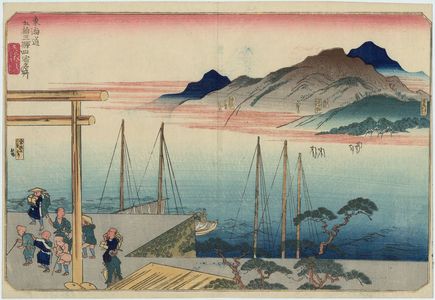 Utagawa Kuniyoshi: Four Stations: Miya, Kuwana, Yokkaichi, and Ishiyakushi, from the series Famous Views of the Fifty-three Stations of the Tôkaidô Road (Tôkaidô gojûsan eki yonshuku meisho) - Museum of Fine Arts