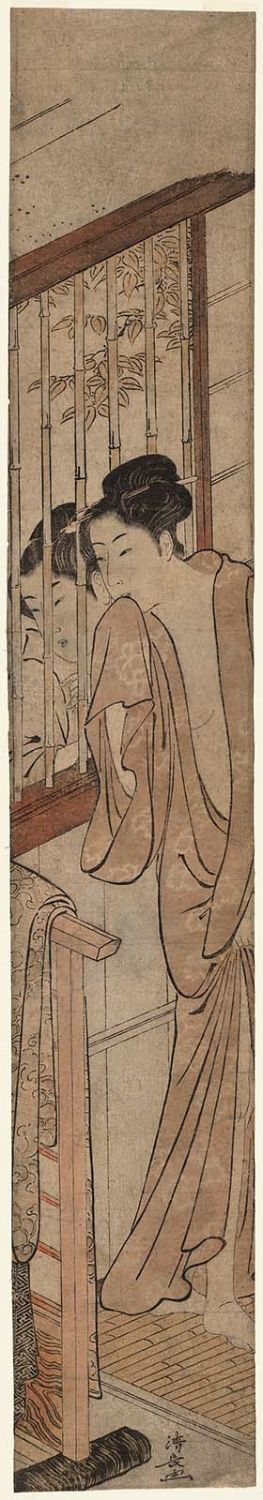 Torii Kiyonaga: Couple Meeting at a Bathhouse Window - Museum of Fine Arts