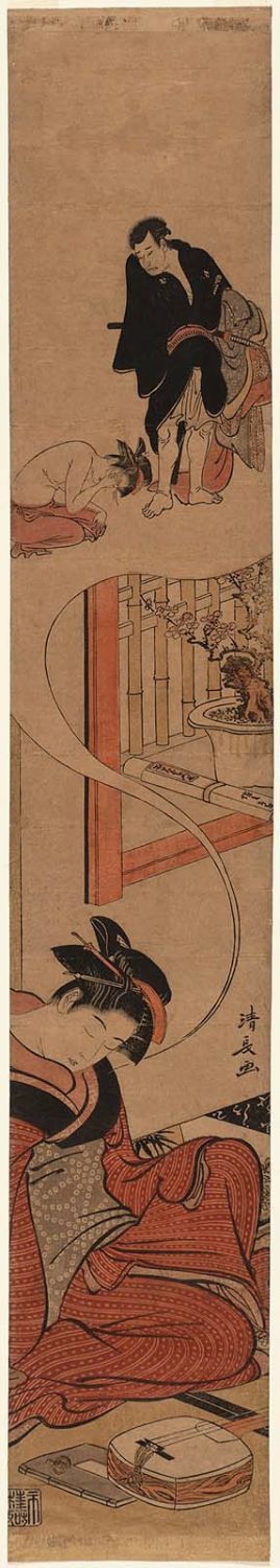 Torii Kiyonaga: Young Woman Music Teacher Dreaming of a Robbery - Museum of Fine Arts