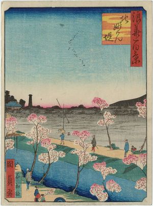 歌川国員: Myôken Temple Embankment in the North (Kita Myôken tsutsumi), from the series One Hundred Views of Osaka (Naniwa hyakkei) - ボストン美術館