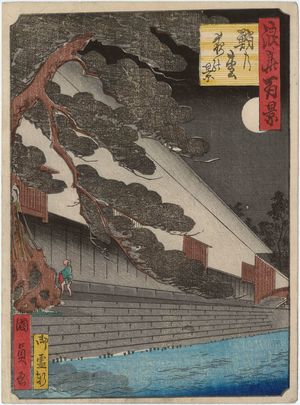 Utagawa Kunikazu: Night View of the Octopus Pine (Tako-no-matsu yoru no kei), from the series One Hundred Views of Osaka (Naniwa hyakkei) - Museum of Fine Arts