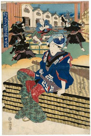 Utagawa Kunisada: Act X (Jûdanme), from the series Matched Pictures for The Storehouse of Loyal Retainers (Ekyôdai Chûshingura) - Museum of Fine Arts