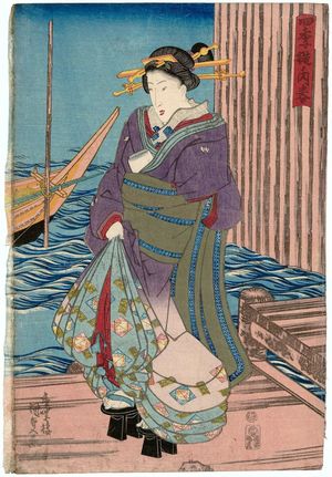 Utagawa Kunisada: Spring: Netting Whitebait at Tsukuda-jima, from the series Amusements of the Four Seasons - Museum of Fine Arts