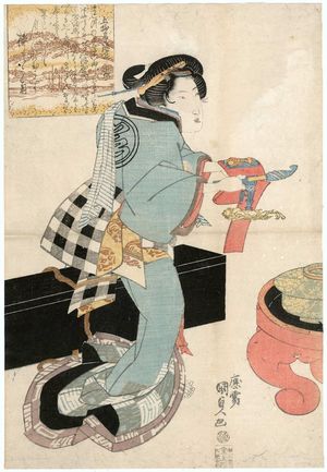 Utagawa Kunisada, 歌川国貞 (Utagawa Kunisada I (Toyokuni III))による浮世絵「, from an untitled series of Eight Views of Ômi (Ômi hakkei)」