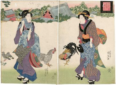 歌川国貞: Clearing Weather at Asakusa (Asakusa no seiran), from the series Eight Views of Edo (Edo hakkei) - ボストン美術館