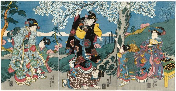 歌川国貞: Women Viewing Cherry Blossoms - ボストン美術館