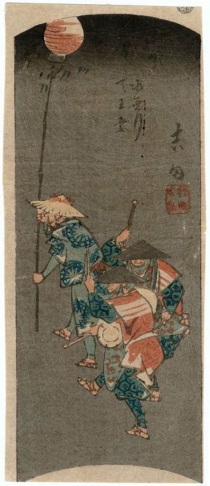 Utagawa Hiroshige: Yoshida: The Tennô Festival in the Sixth Month (Yoshida, Minazuki Tennôsai), cut from sheet 8 of the series Cutout Pictures of the Tôkaidô Road (Tôkaidô harimaze zue) - Museum of Fine Arts