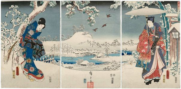 Utagawa Hiroshige: Snow View (Yuki no nagame), from the series Fashionable Genji (Fûryû Genji) - Museum of Fine Arts