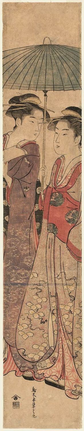 Hosoda Eishi: Two Women Under An Umbrella - Museum of Fine Arts