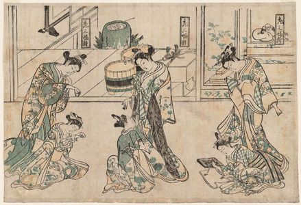 万月堂: A Triptych of Kamuro (Kamuro sanpukutsui) - ボストン美術館