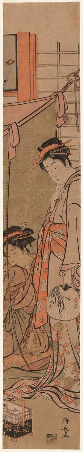 Torii Kiyonaga: Courtesans Inside and Outside a Mosquito Net - Museum of Fine Arts