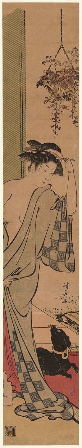 Torii Kiyonaga: Woman after the Bath and Dog - Museum of Fine Arts