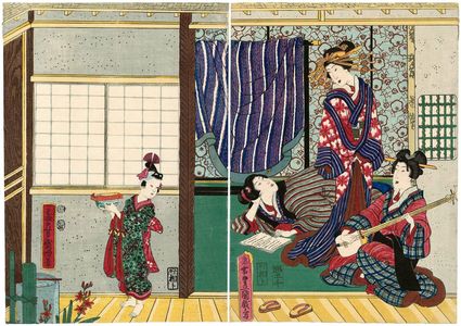 Utagawa Kunisada: Display of Lifesized Dolls (Iki-ningyô) - Museum of Fine Arts