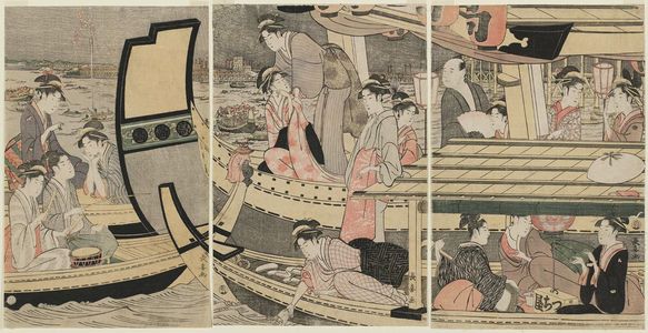 Eishosai Choki: Summer Boating Parties at Ryôgoku Bridge - Museum of Fine Arts