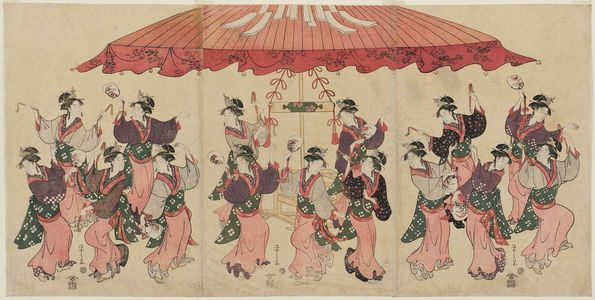 Hosoda Eishi: Women Dancing under a Canopy - Museum of Fine Arts
