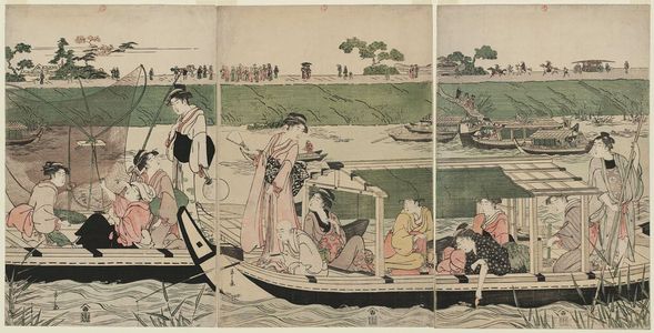 細田栄之: Fishing and Boating on the Sumida River - ボストン美術館