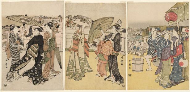 Kitagawa Utamaro: Street Scene at Ryôgoku Bridge - Museum of Fine Arts