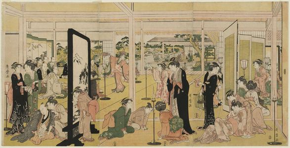 Kitagawa Utamaro: Santô Kyôden at a Daimyo's Mansion - Museum of Fine Arts