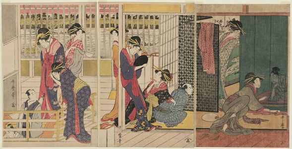 Kitagawa Utamaro: Morning Parting at the Temporary Lodgings of the Pleasure Quarter - Museum of Fine Arts