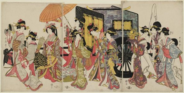 喜多川歌麿: Women Imitating an Imperial Procession - ボストン美術館