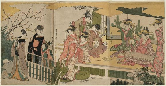 Kitagawa Utamaro: A Modern Version of the Concert of Ushiwakamaru and Jôruri-hime - Museum of Fine Arts